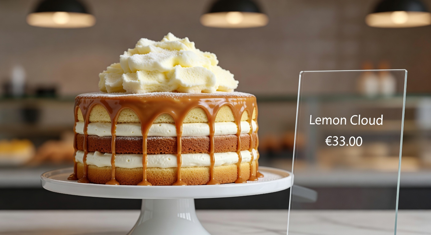 Caramel drip cake with layered sponge and cream