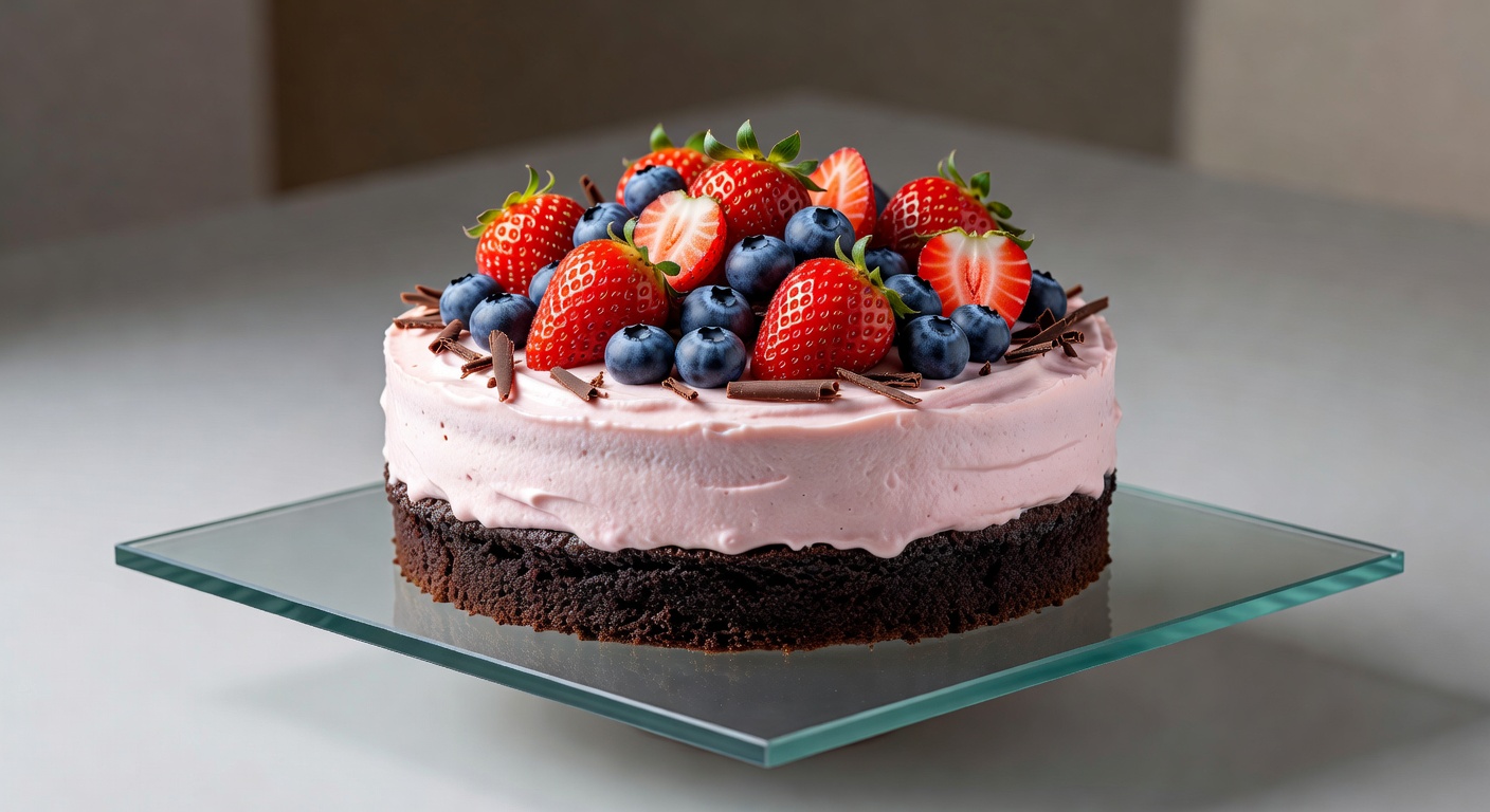 Strawberry cream cake with fresh fruit topping